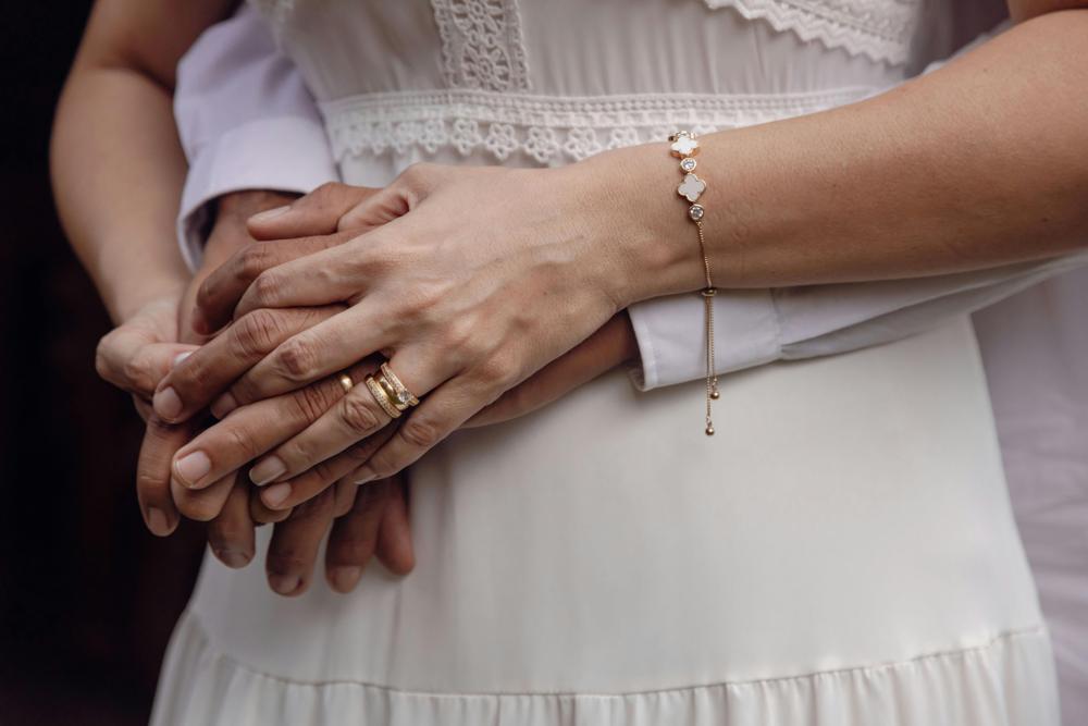 Couple embrace